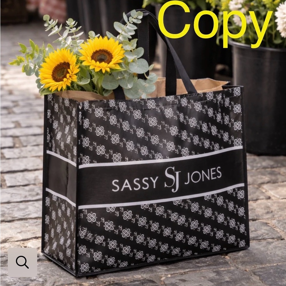 Sassy Jones Black and White Patterned Tote - 2 Bags included